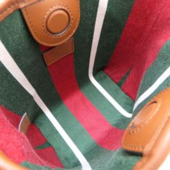 GUCCI GG Emblem Nano Bucket Bag 847090 Supreme Canvas/Leather Beige Brown - Picture 5 of 6